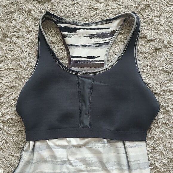 Athleta Racerback Airbrush Tinker Built In Bra Cinch Tie Waist Tank Top Size M - Picture 5 of 8